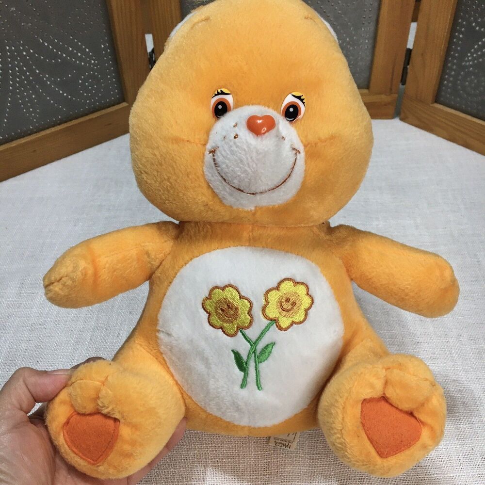 VTG Care Bears | Friend Bear 12" Plush Sunflower Belly Badge Orange Y2K  2003